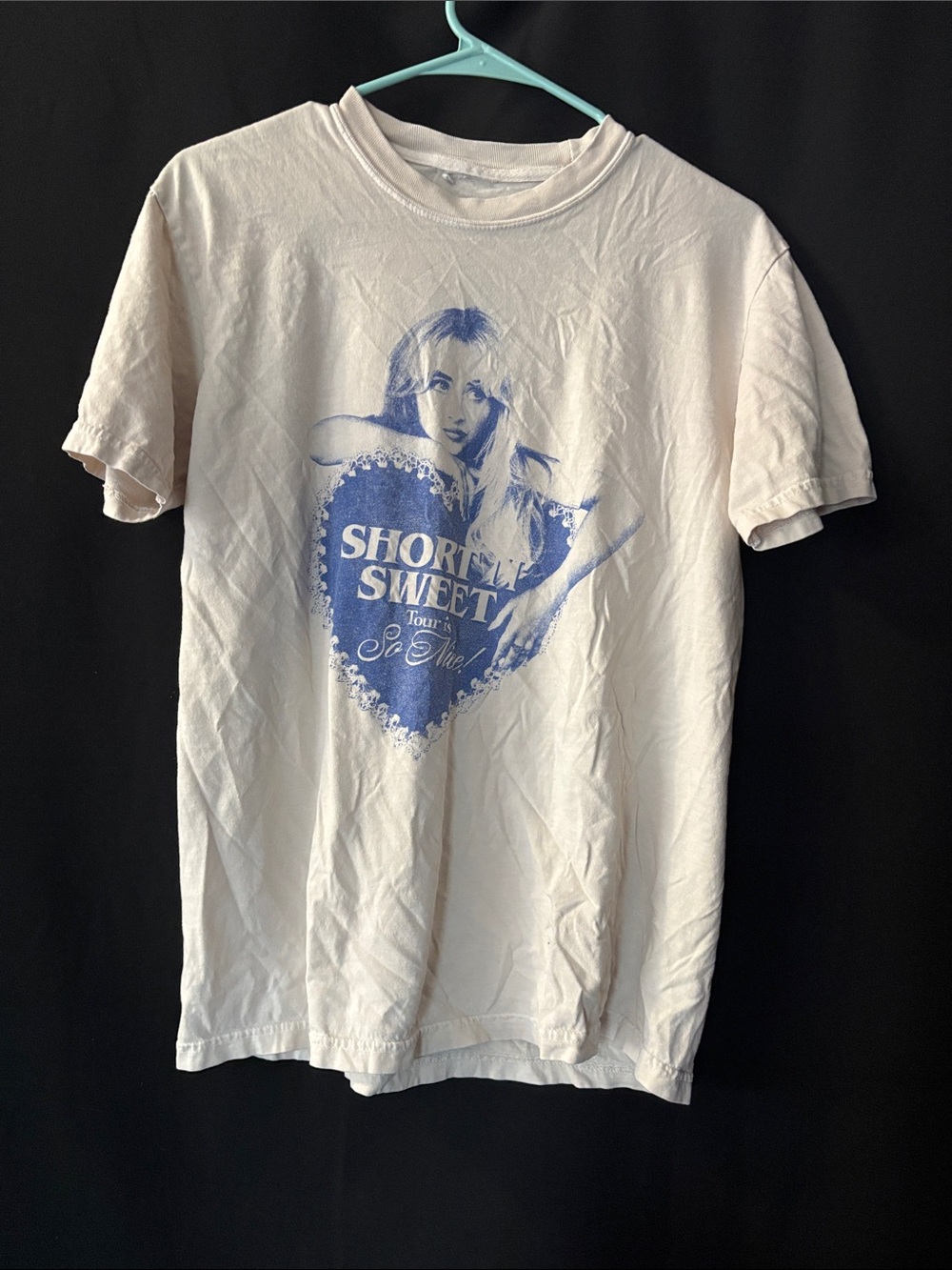 Short N’ Sweet 2026 Tour Graphic Tee - Cream with Blue Print